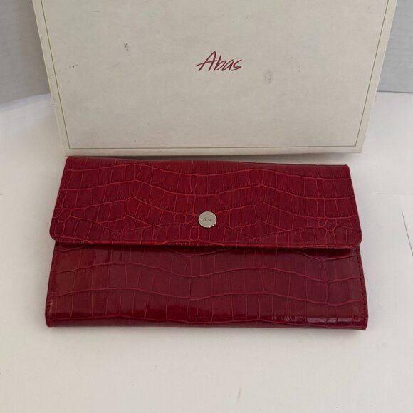 Abas Red Croc-Embossed Clutch Wallet - Picture 1 of 5